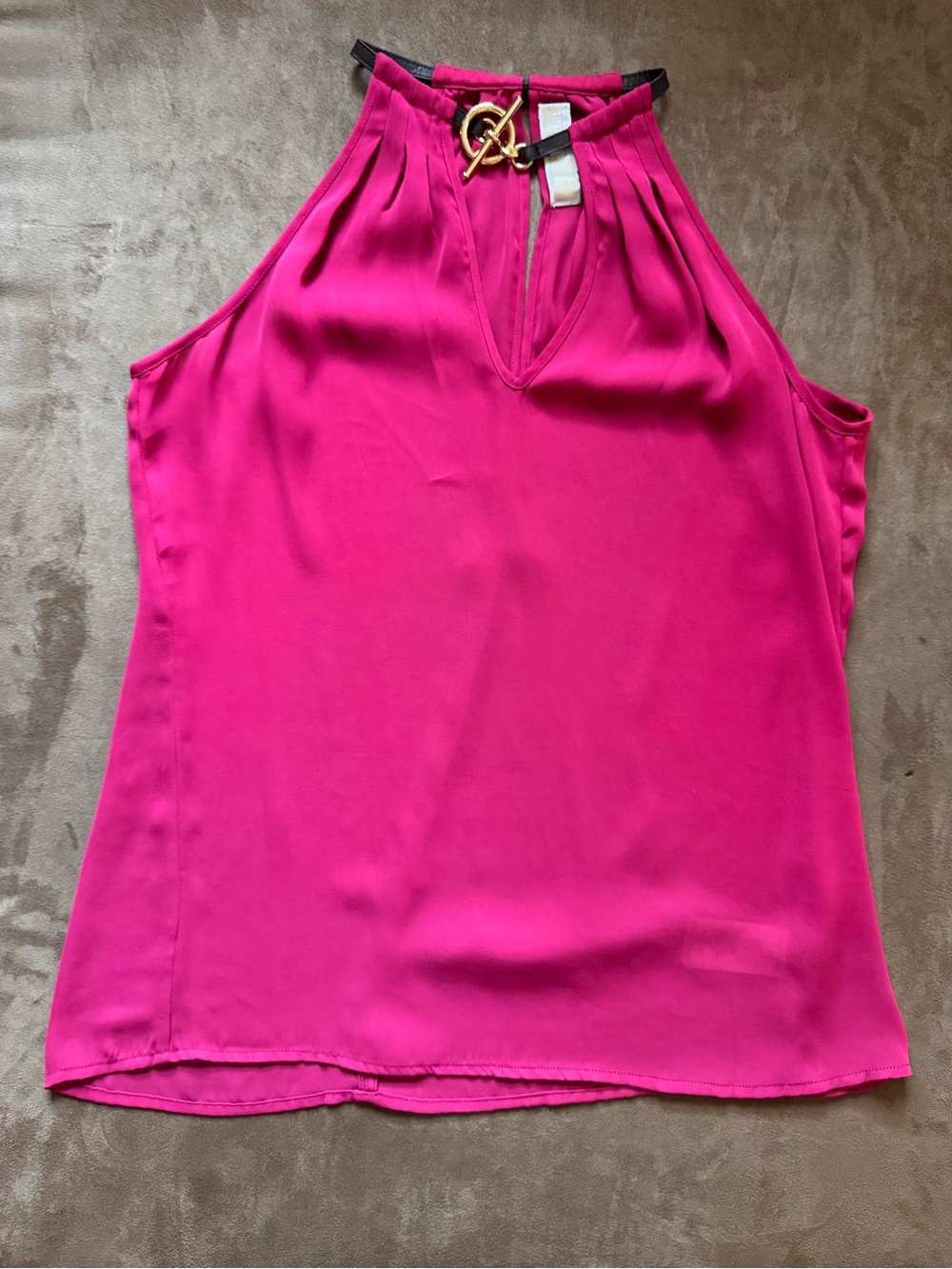 Michael Kors Hot Pink Halter Keyhole Silk Camisole Size Medium